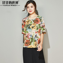 甘甘的世界衬衫女2018夏装新款短袖印花T恤短袖上衣轻薄小衫D图片