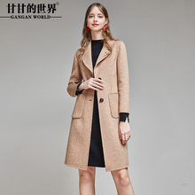 甘甘的世界2018秋冬装新款双面呢大衣女中长款格子大码中年外套图片