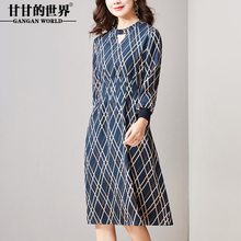 雪纺连衣裙2018夏装新款女式大码条纹连衣裙中年妈妈装甘甘的世界图片