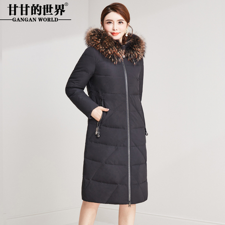 过膝长款羽绒服女貉子毛领遮肉显瘦版型冬季新款甘甘的世界外套商品大图