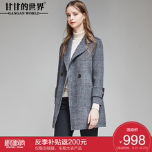 甘甘的世界双面呢大衣短款女2018新款翻领中年大码外套羊毛呢大衣图片