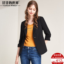 甘甘的世界2018秋季新款西服修身百搭七分袖时尚短款小西装女外套图片