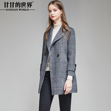 甘甘的世界双面呢大衣短款女2018新款翻领中年大码外套羊毛呢大衣图片