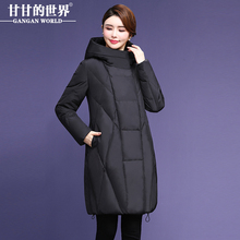 【90%白鸭绒】高领连帽中长款羽绒服女黑色保暖防风甘甘的世界新图片