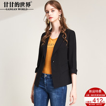 甘甘的世界2018秋季新款西服修身百搭七分袖时尚短款小西装女外套图片