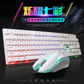 七彩发光有线键盘鼠标套装 电脑台式USB发光游戏机械手感lol 包邮
