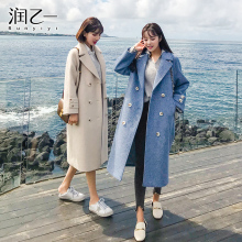 [10.08号0点上新]润乙一中长款双排扣呢外套女2018秋冬装呢子大衣图片