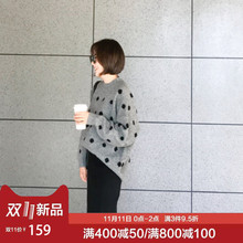 [11.11号0点上新]润乙一2018秋冬新款时尚灰色波点毛衣百搭套头图片