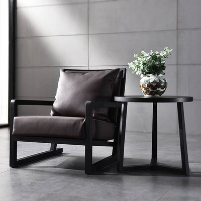 真皮休闲椅北欧现代简约设计师客厅创意阳台头层牛皮实木沙发椅子有假货吗