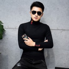 韩版紧身潮男士毛衫2018冬新款男士帅气高领毛线衣青年时尚针织衫
