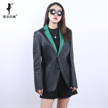 紫帝莎澜女装2018西服领绵羊皮皮衣双面皮休闲中长外套MYP80804T图片
