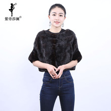 紫帝莎澜女装2018款圆领水貂毛皮草套头百搭整貂短外套SD80603T2图片
