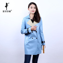 紫帝莎澜女装2018西服领绵羊皮单皮衣双面皮休闲长外套MYP80423T3图片