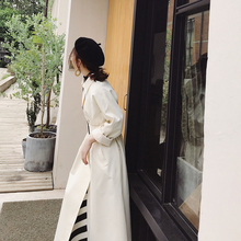 风衣女中长款2019春秋新款简约复古宽松收腰chic过膝长款大衣外套