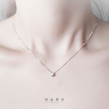 弥音原作 S925纯银饰品简约立体小月亮吊坠细锁骨链项链女配饰