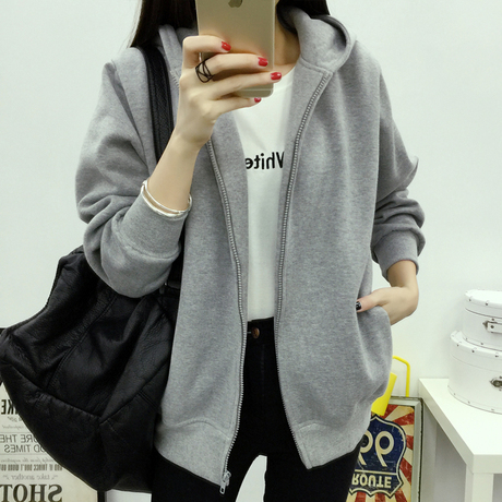 运动休闲卫衣韩版短款夹克学生棒球服带帽加绒加厚秋冬季外套女装商品大图