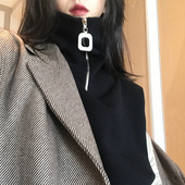 MOMENTHOME 宽松套头针织外套休闲打底衫 高领毛衣女秋冬2018新款