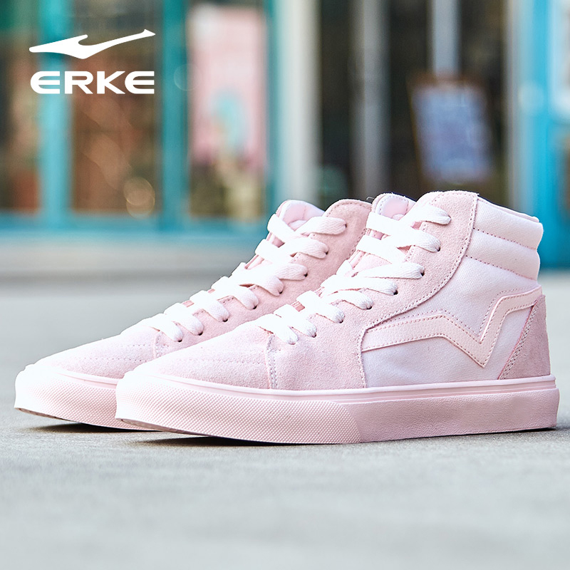 ERKE Sports Shoes Women's New High top Fashion Casual Shoes for Autumn and Winter 2019 Non slip Light Running Women's Shoes