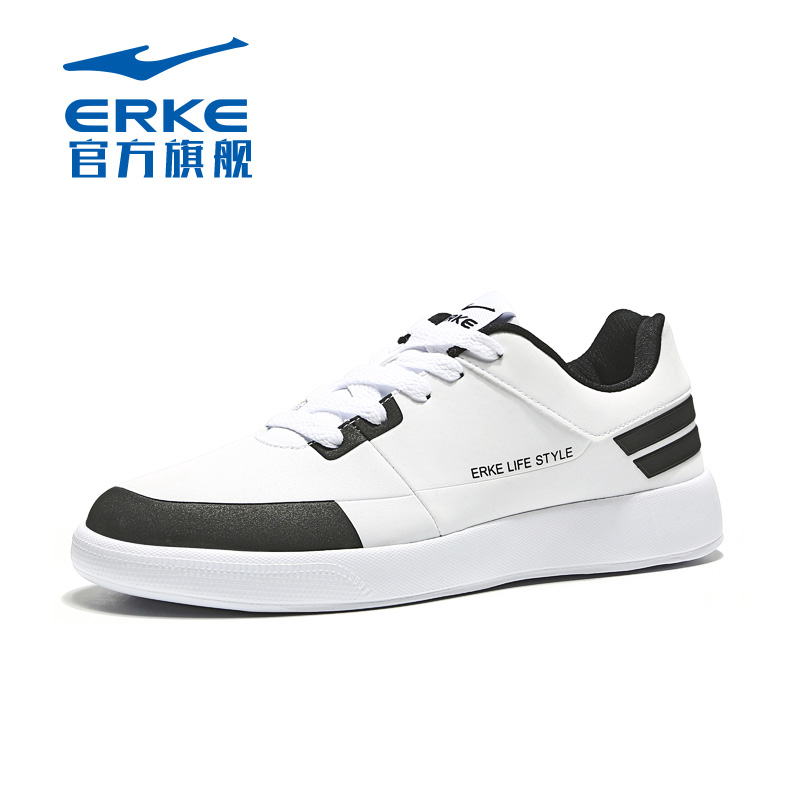 ERKE Men's Shoes 2019 New Casual Board Shoes Autumn Casual Sports Shoes Men's Low top Students Small White Shoes Men