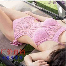 天天特价 女神明星同款 泳衣 手工毛线针织镂空温泉连体比基尼