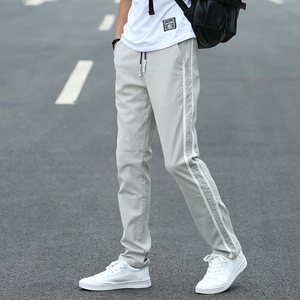 侧边白杠条纹裤运动休闲裤