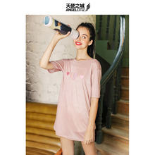ANGEL CITIZ/天使之城2018夏季新款甜心刺绣chic潮版短袖大T恤裙图片