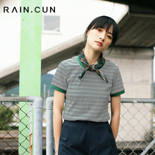 然与纯2018夏装新款条纹t恤女短袖圆领直筒学生韩版百搭ins上衣图片