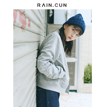 然与纯2018秋装新港风外套女宽松短款复古bf风oversize学生棒球服图片