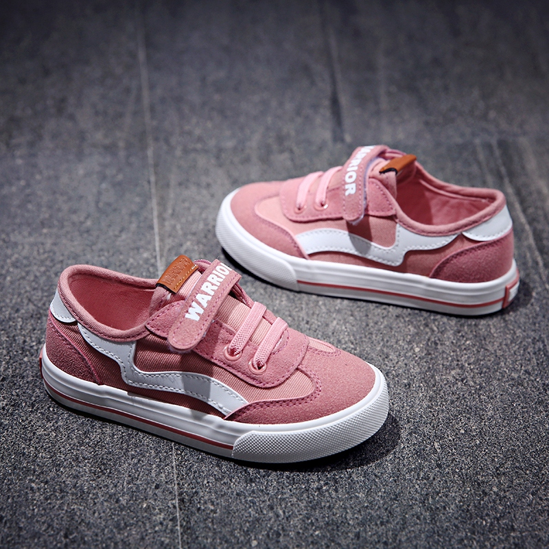 Huili Children's Shoes Children's Canvas Shoes Girls' Velcro Middle Size Children's Board Shoes Parent Child Cloth Shoes Low Top Mother Daughter Sports Shoes