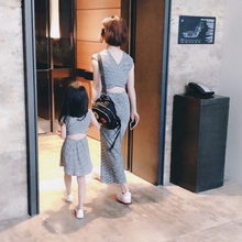 女童洋气连衣裙度假亲子装 条纹高腰连体裤 2019夏装 时尚 新款 母女装
