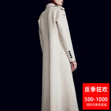 白色双面昵大衣女中长款2018秋冬女装新款双面羊绒大衣修身昵外套图片