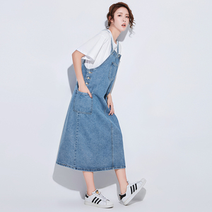 牛仔背带裙女纯色新款百搭吊带裙