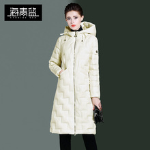 海青蓝冬装女2018新款时尚纯色长袖宽松显瘦简约保暖羽绒服06061图片