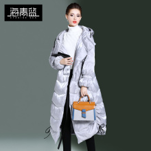 海青蓝冬装女2018新款时尚连帽长袖宽松保暖斗篷百搭羽绒服06376图片