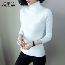 海青蓝秋冬毛衣女2018新款高领长袖修身百搭气质打底针织衫06842图片