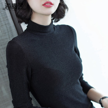 海青蓝2018秋季新款女装时尚长袖修身显瘦气质百搭毛针织衫06819图片