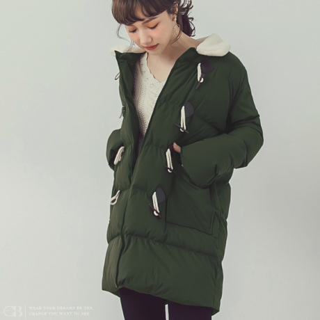 桔熊冬季宽松羽绒棉服女装面包服牛角扣翻毛领大衣大码EA2442商品大图