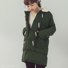 桔熊冬季宽松羽绒棉服女装面包服牛角扣翻毛领大衣大码EA2442图片
