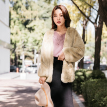 桔熊冬季毛绒外套女韩版仿水貂绒加厚短款开衫大码EA2494图片