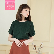 桔熊简约外穿灯芯绒短袖宽松上衣女装胖MM秋冬大码AB5850图片