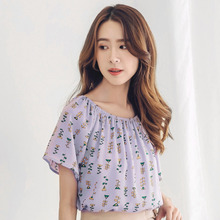 桔熊夏装甜美碎花两穿不易皱宽松雪纺衫上衣女大码AB7303图片