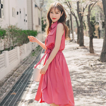 桔熊夏装收腰中长款衬衣连衣裙女无袖衬衫裙大码DA5458图片