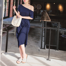 桔熊夏装韩版收腰松紧垂感长款连衣裙女宽松潮大码DA5876图片
