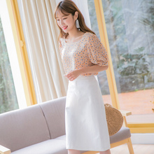 桔熊夏装韩版甜美碎花方领泡泡袖宽松上衣女大码AB7245图片