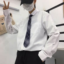 元气少女 韩版ulzzang修身白衬衣青年学生百搭男士长袖衬衫配领带