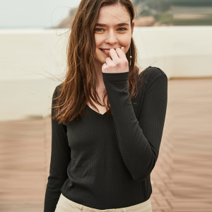 初棉打底衣春装V领打底衫