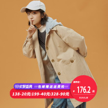 尔给chic早秋外套女春秋韩版学生宽松bf原宿风风衣中长款2018新款图片