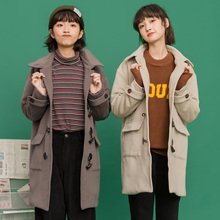 尔给秋冬毛呢外套女中长款韩版学生2018新款流行牛角扣森系大衣图片
