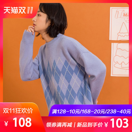 尔给复古波普冬季宽松套头港味chic打底毛衣女2018新款加厚外穿商品大图