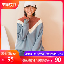 尔给古着感少女紫色小高领卫衣冬厚款加绒2018新款女长袖韩版宽松图片